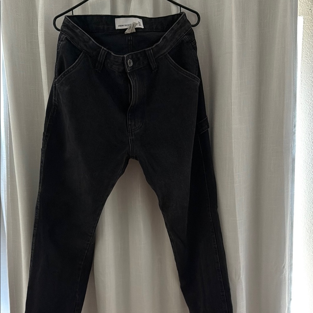 Black Men's carpenter style black wash jean